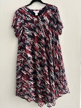 Pink Pineapple Beautiful Print Dress Free One Size Tropical Flowy